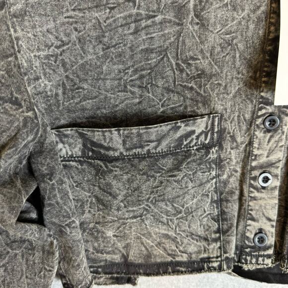 Urban Outfitters Shacket Womens Crop Cutout Denim Shirt Acid Wash Biker Grunge - Picture 8 of 16